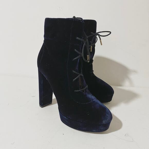 Jimmy Choo Deon Heeled Platform Ankle Boots Booties Heels Velvet Lace-Up sz 36 - Picture 6 of 15